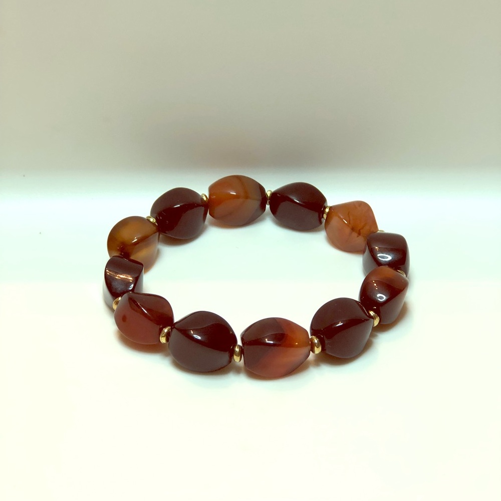 Tortoise and Gold Beaded Bracelet